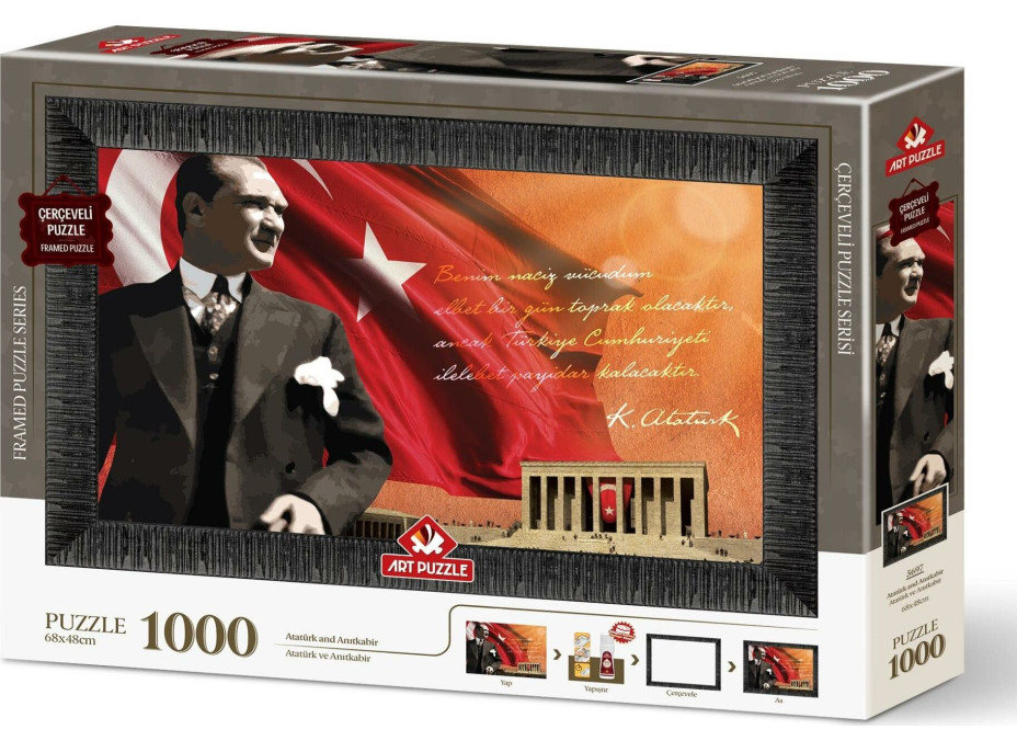 ART PUZZLE Puzzle s rámom a lepidlom 3v1 Atatürk a Anitkabir 1000 dielikov