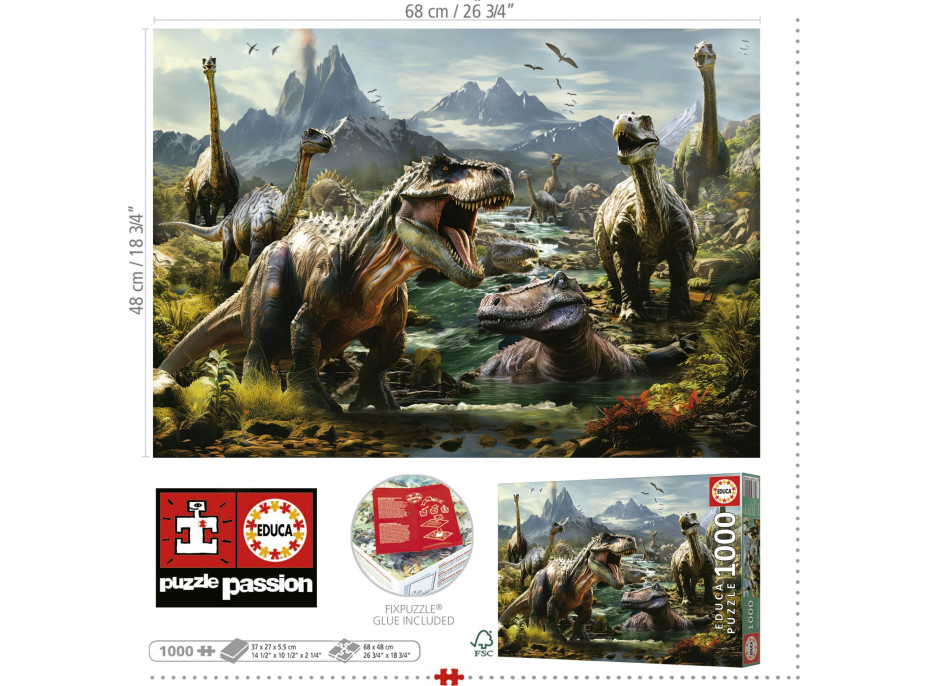 EDUCA Puzzle Zúriví dinosaury 1000 dielikov