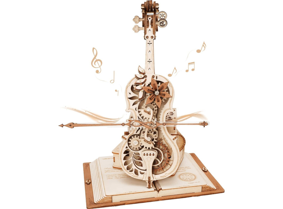 ROBOTIME Roker 3D drevené puzzle Kúzelné violončelo (hracia skrinka) 199 dielikov