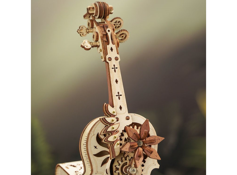 ROBOTIME Roker 3D drevené puzzle Kúzelné violončelo (hracia skrinka) 199 dielikov