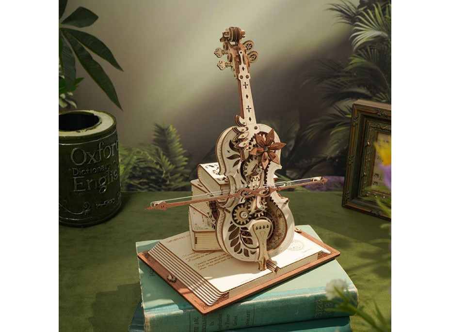 ROBOTIME Roker 3D drevené puzzle Kúzelné violončelo (hracia skrinka) 199 dielikov