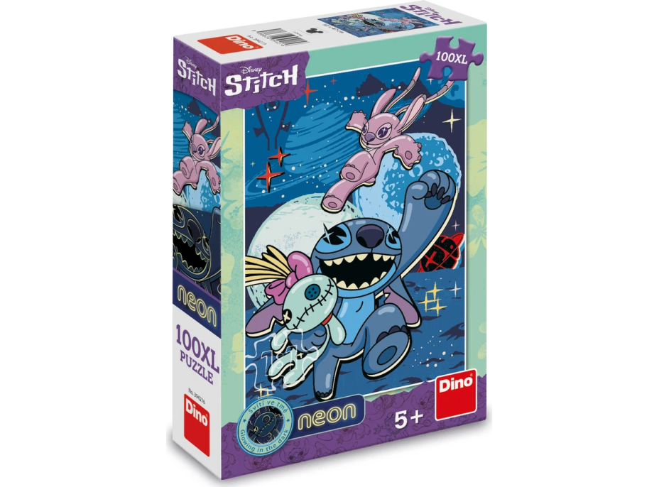 DINO Svietiace puzzle Stitch XL 100 dielikov