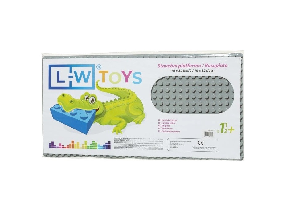 LW Toys Podložka na stavanie - JUNIOR 16x32 bodov šedá