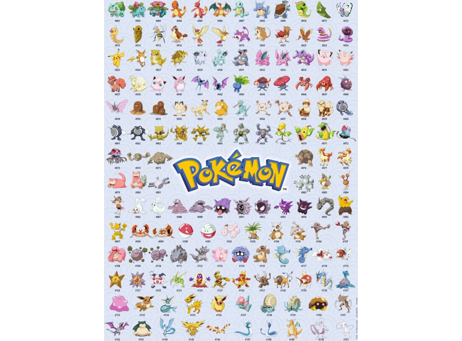 RAVENSBURGER Puzzle Pokémon: Prvých 151 pokémonov 500 dielikov