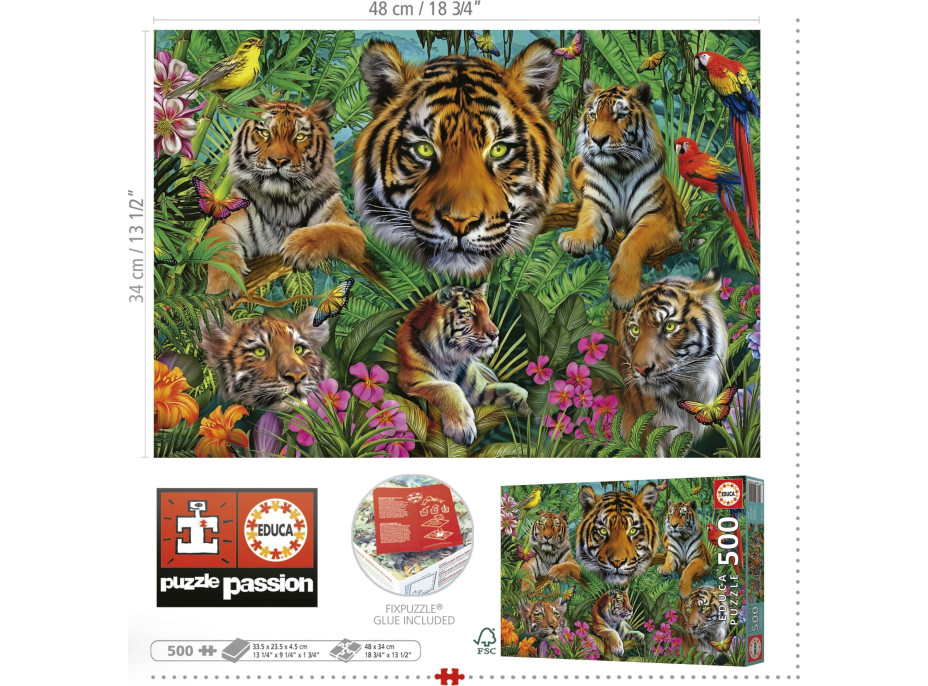 EDUCA Puzzle Tigre v džungli 500 dielikov