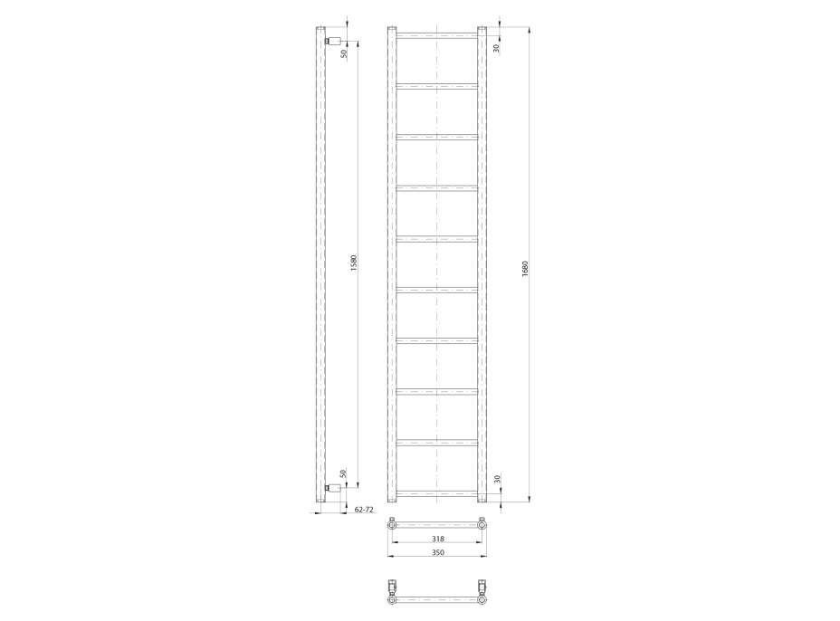 Sapho DINA vykurovacie teleso 350x1680mm, biela IR378TW