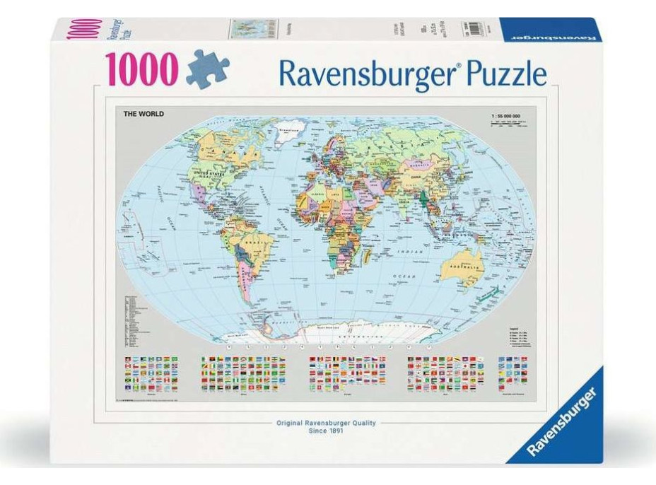 RAVENSBURGER Puzzle Politická mapa sveta 1000 dielikov