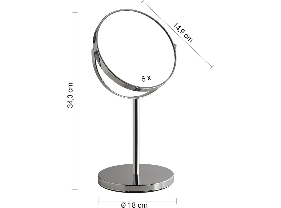 Gedy ANNA kozmetické zrkadlo na postavenie, Ø 163mm, obojstranné, chróm 211213