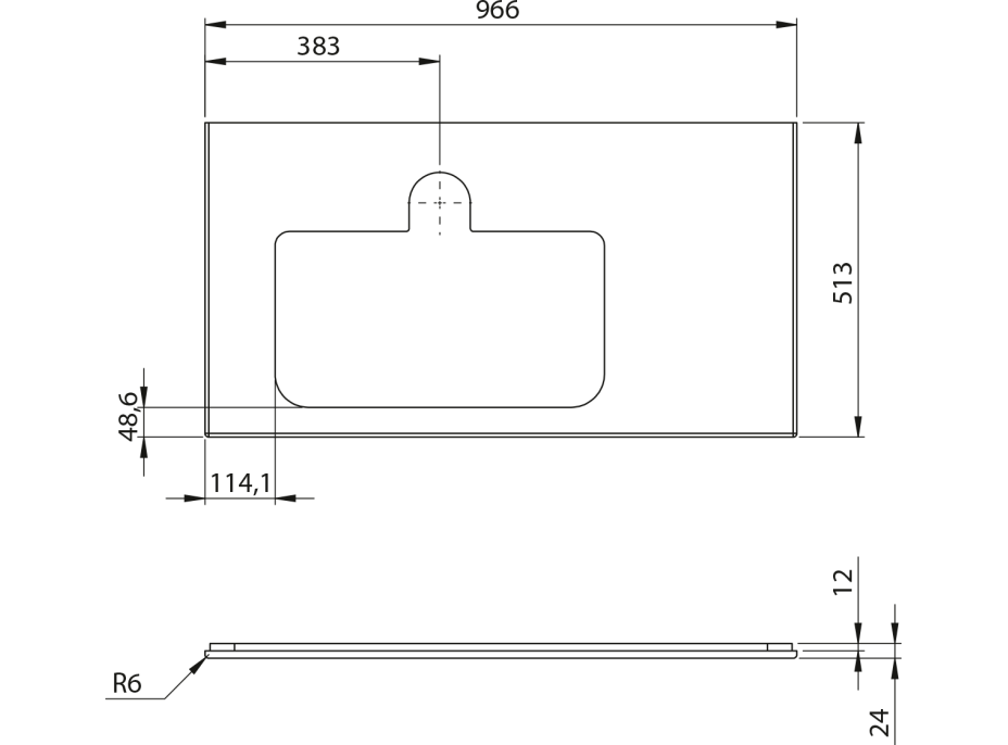 Sapho BRAHEA doska rockstone s otvorom 96, 6x51, 5cm, ľavá, biela mat BT097-0101-L