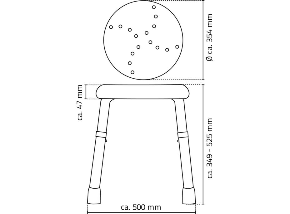 Ridder HANDICAP kúpeľňová stolička, priemer 45cm, čierna A170110