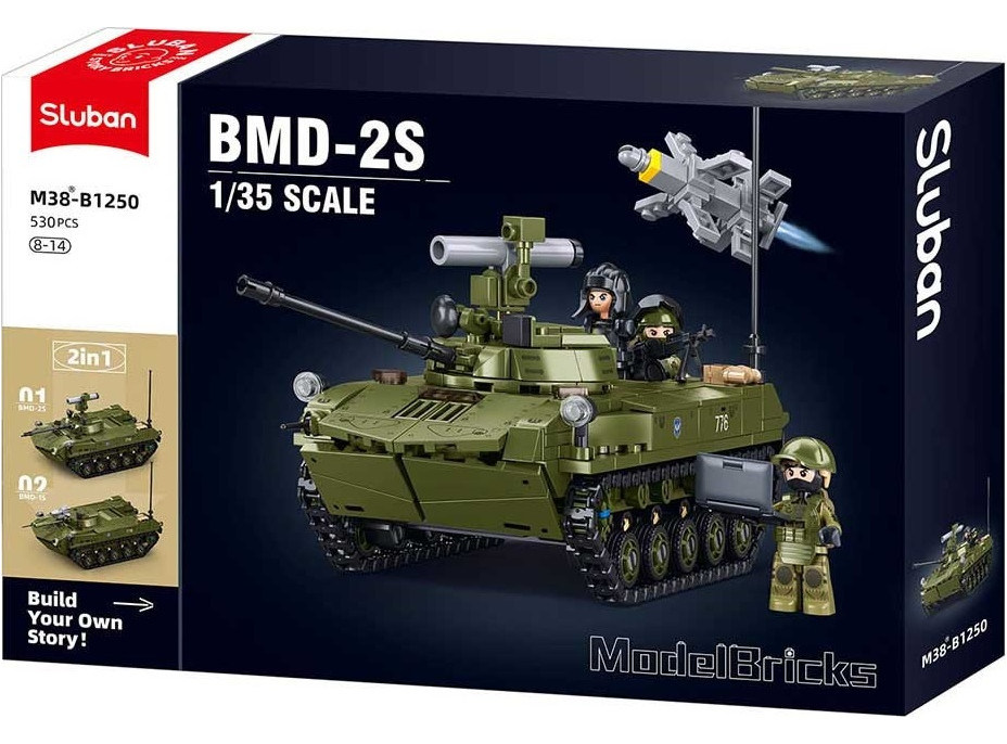 Sluban Model Bricks M38-B1250 Tank BMD-2S v mierke 1:35