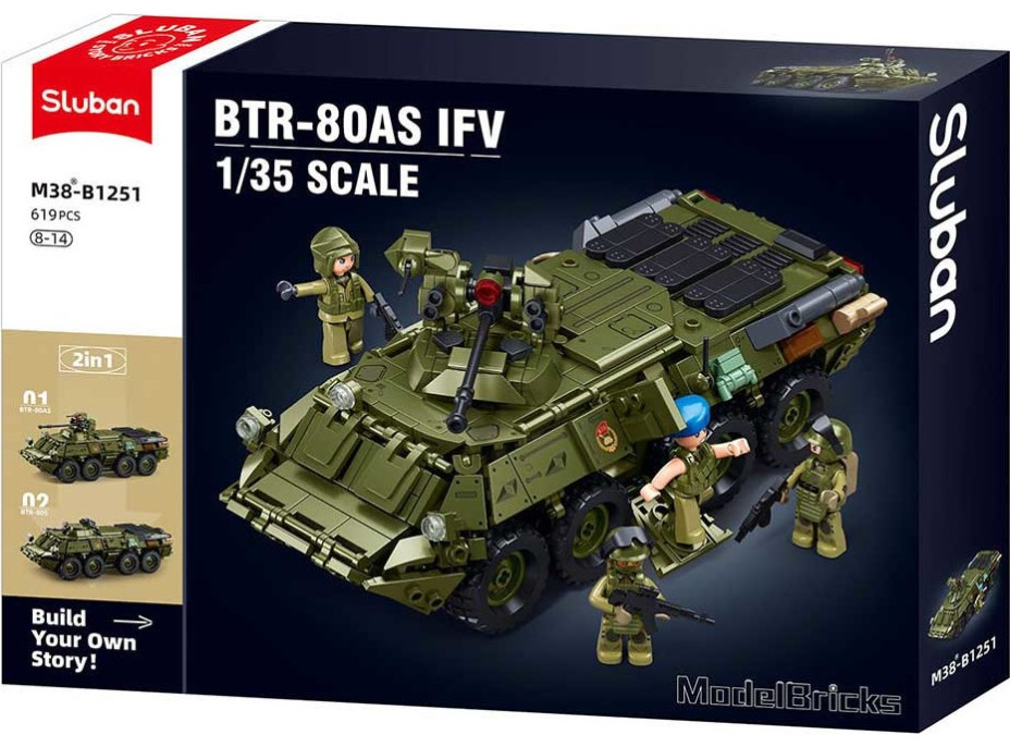 Sluban Model Bricks M38-B1251 Tank BTR-80AS IFV v mierke 1:35