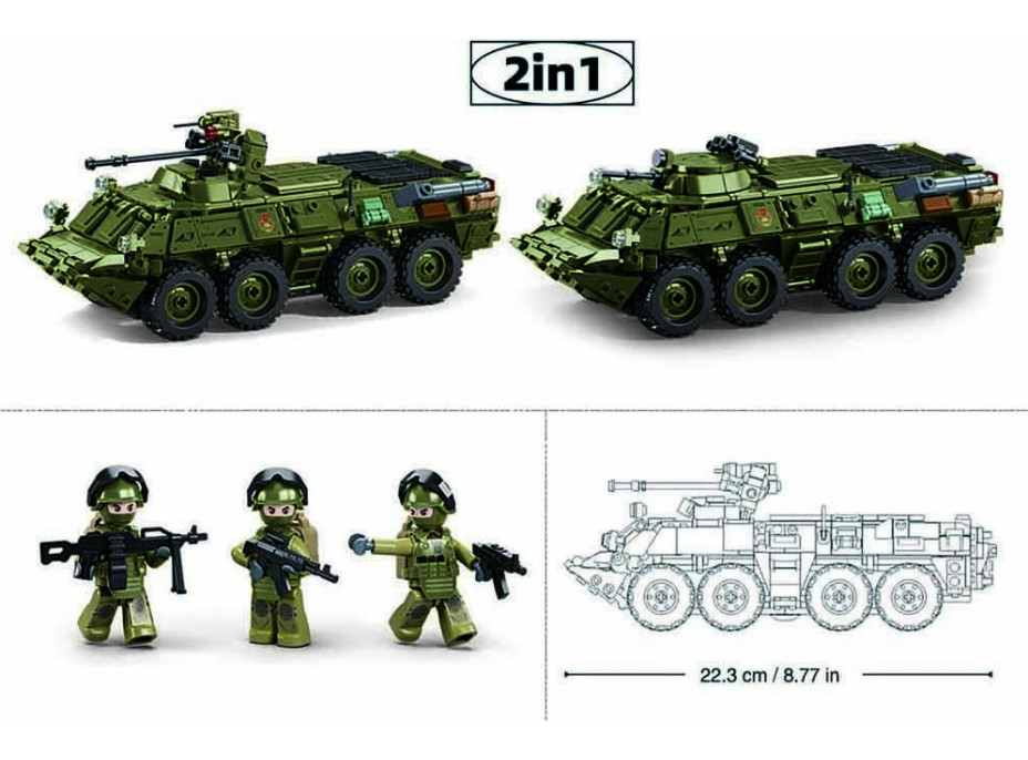 Sluban Model Bricks M38-B1251 Tank BTR-80AS IFV v mierke 1:35