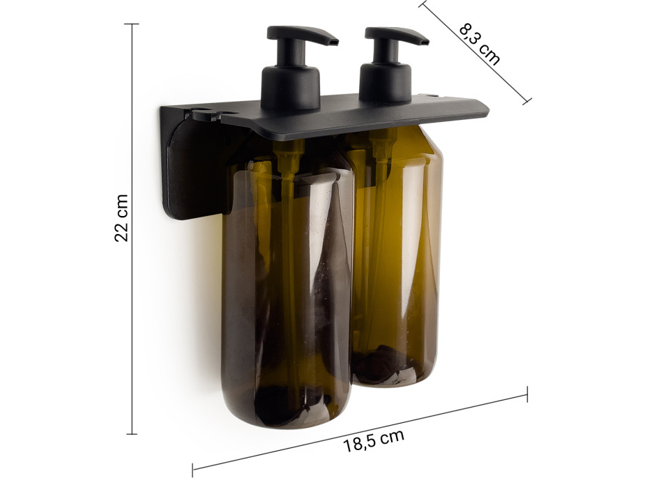 Gedy GROUPER dvojitý dávkovač tekutého mydla na zavesenie, 2x500ml, hnedá 2159