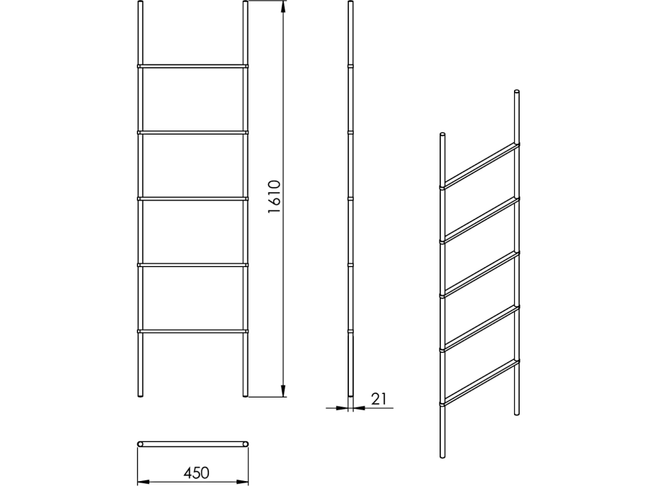 Gedy KENTA sušiak uterákov na opretie 450x1610x21mm, čierna/bambus 303141