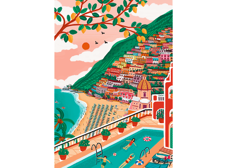 TREFL Puzzle Premium Plus Art of Colour: Positano, Taliansko 1000 dielikov