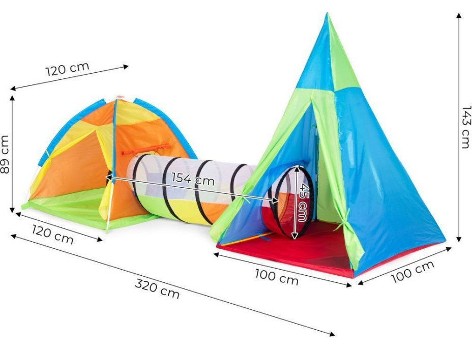 ECOTOYS Tunelová sústava s dvoma stanmi 3v1