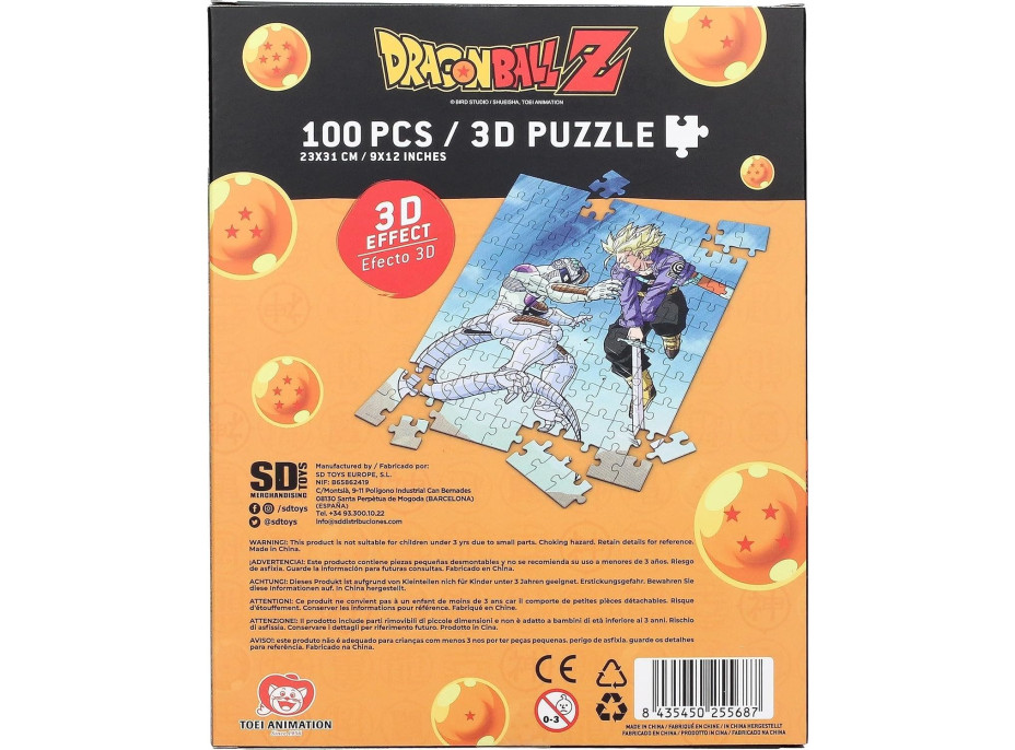 SD TOYS MERCHANDISING Puzzle Dragonball: Trunks vs Frieza 3D efekt 100 dielikov