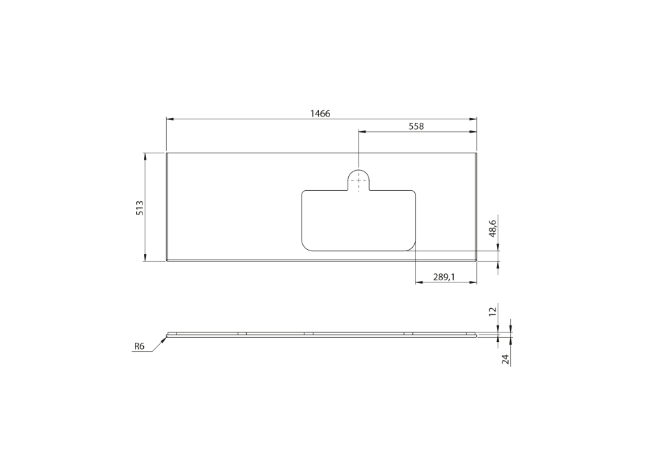 Sapho BRAHEA doska rockstone s otvorom 146, 6x51, 5cm, pravá, biela mat BT147-0101-R