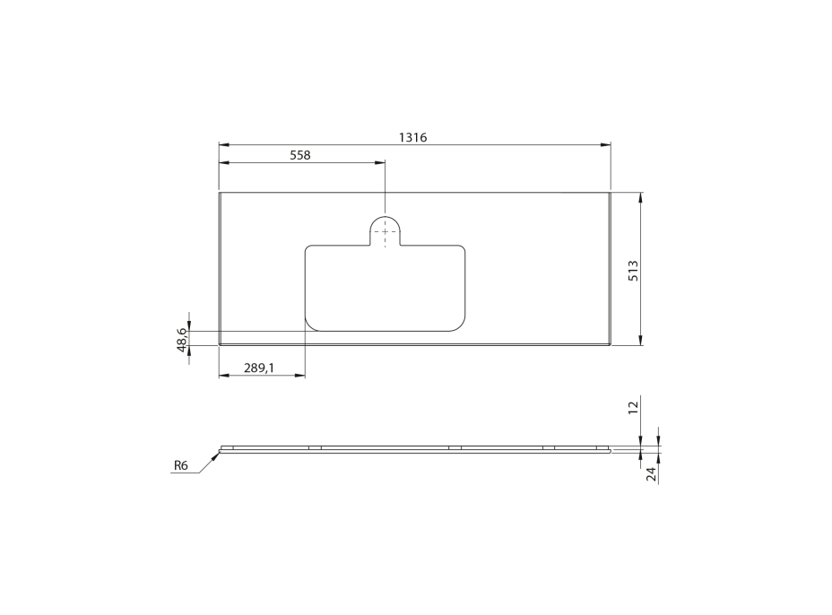 Sapho BRAHEA doska rockstone s otvorom 131, 6x51, 5cm, ľavá, biela mat BT132-0101-L