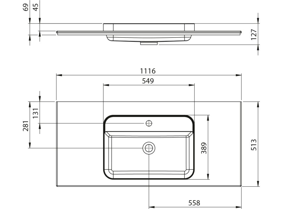 Sapho BRAHEA umývadlo 111, 6x51, 5cm, rockstone, biela mat BT112