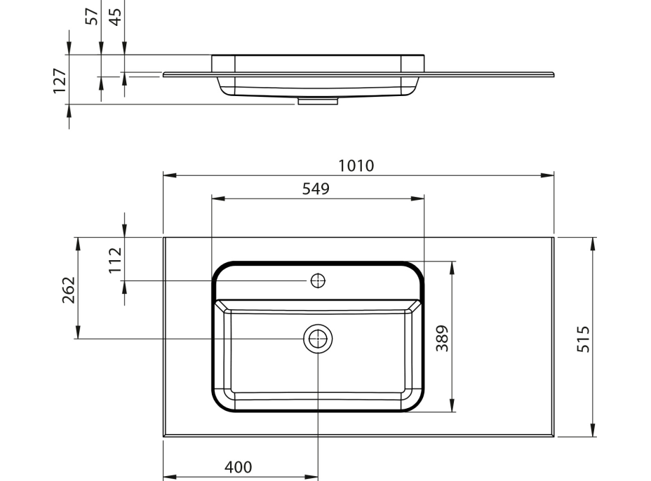 Sapho BRAHEA umývadlo 101x51,5cm, (80+20cm) ľavé, biela mat BL101-80L