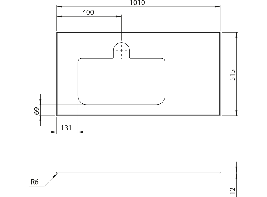 Sapho BRAHEA doska rockstone s otvorom 101x51, 5cm (80+20cm), ľavá, biela mat BL101-0101-L-80