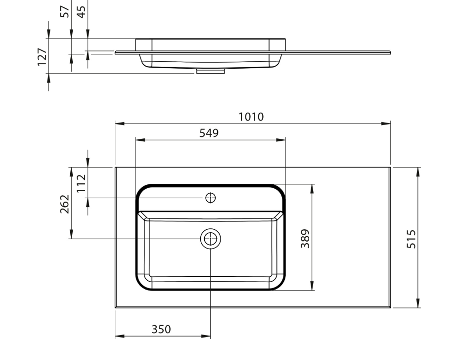 Sapho BRAHEA umývadlo 101x51, 5cm (70+30cm), ľavé, biela mat BL101-70L