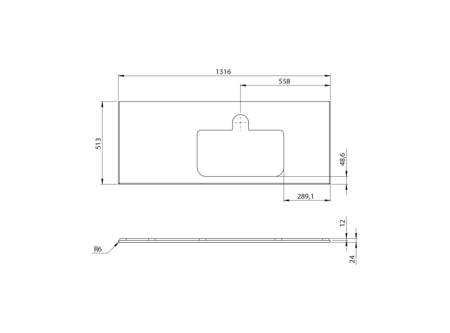 Sapho BRAHEA doska rockstone s otvorom 131, 6x51, 5cm, pravá, biela mat BT132-0101-R