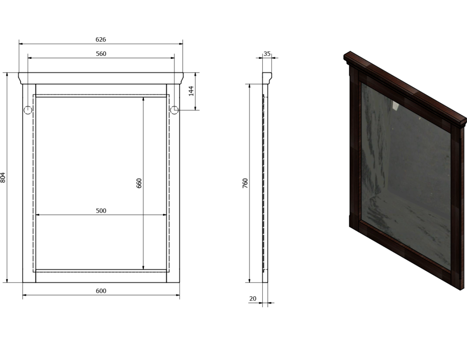 Sapho CROSS zrkadlo v drevenom ráme 60x80cm, buk CR311