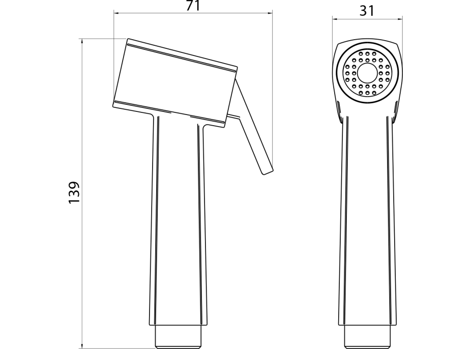 Sapho Bidetová spŕška hranatá, ABS/gun metal BS109GM