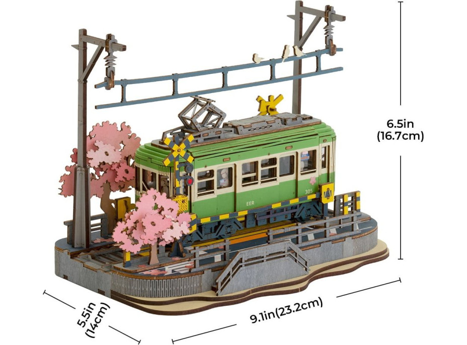 ROBOTIME Rolife DIY Svietiace 3D drevené puzzle Stanica so sakurami 223 dielikov