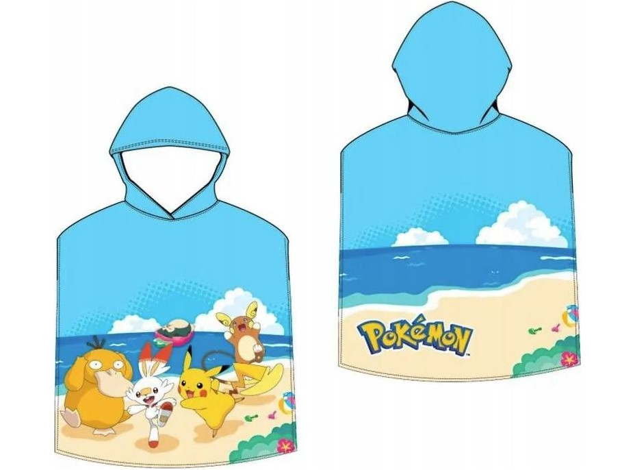 Detská rýchloschnúca osuška s kapucňou POKEMON Pláž 50x100 cm