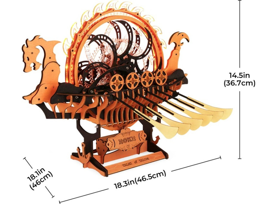 RoboTime 3D drevená skladačka Vikinská dračia loď