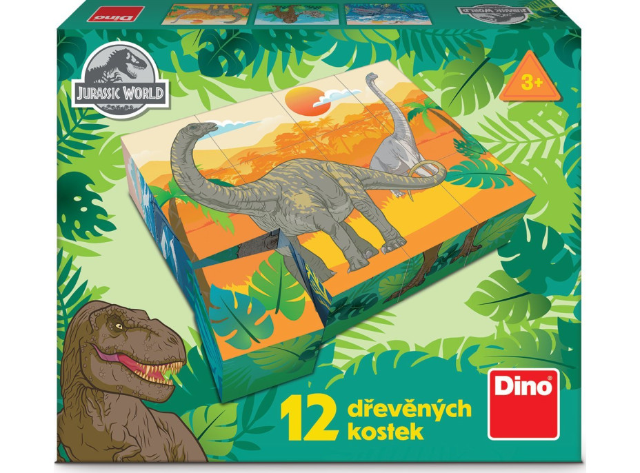 DINO Obrázkové kocky Jurský svet, 12 kociek