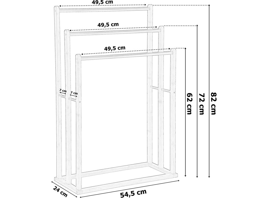 Stojan na uteráky BRANDO 3ramenný - prírodný