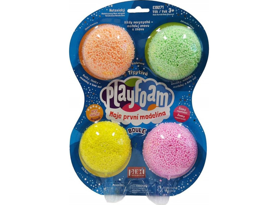 Guľôčková modelína PlayFoam: Boule Set - trblietavá (4 farby)