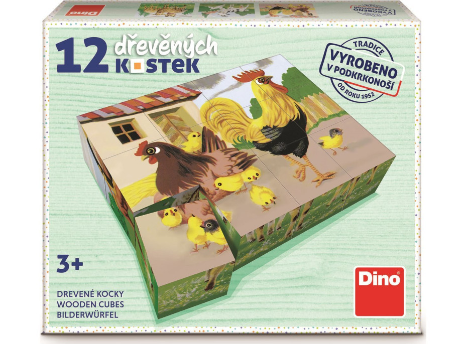 DINO Obrázkové kocky Domáce zvieratká, 12 kociek