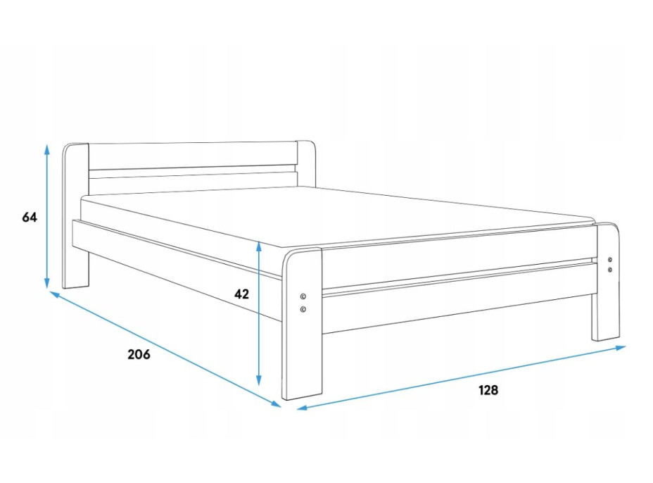 Posteľ z masívu borovice DAVE 200x120 cm - prírodná