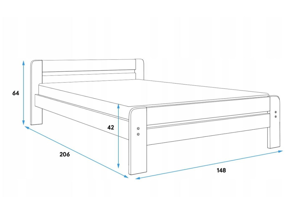 Posteľ z masívu borovice DAVE 200x140 cm - prírodná