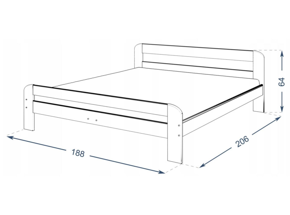 Posteľ z masívu borovice DAVE 200x180 cm - prírodná
