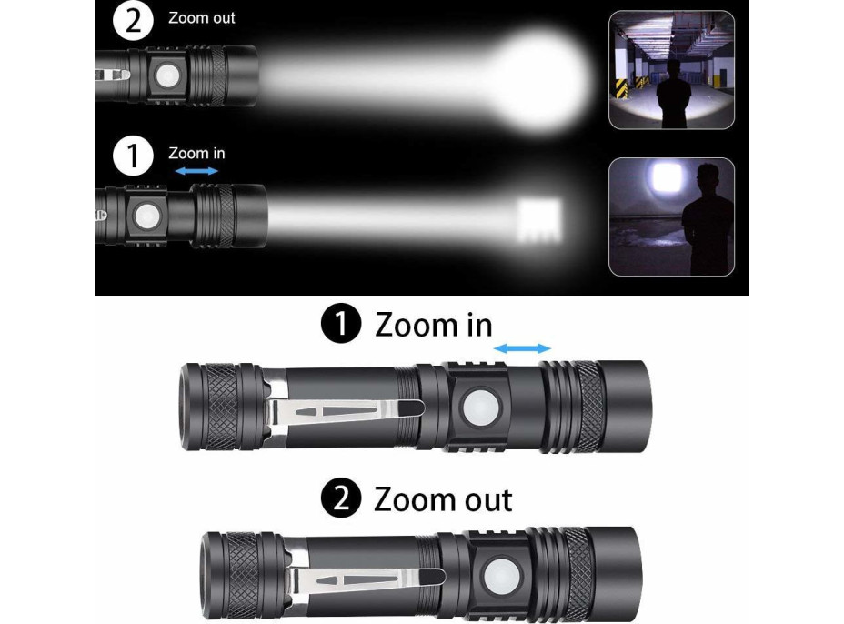 Solight LED nabíjacie svietidlo s cyklo držiakom, 400lm, zoom, Li-Ion