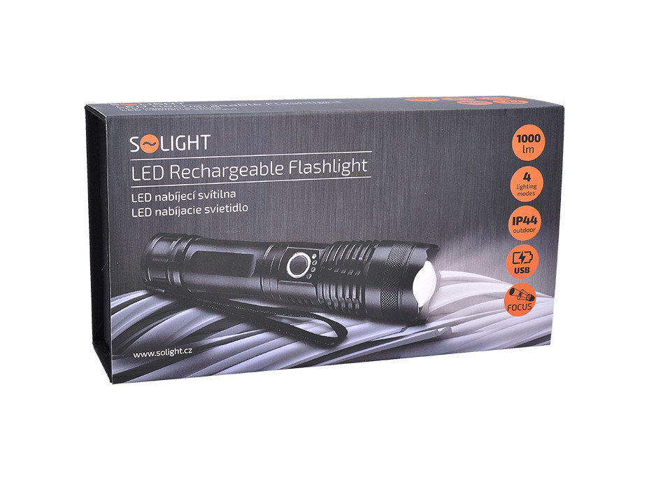 Solight LED nabíjacie svietidlo, 1000lm, zoom, darčekové balenie, Li-Ion