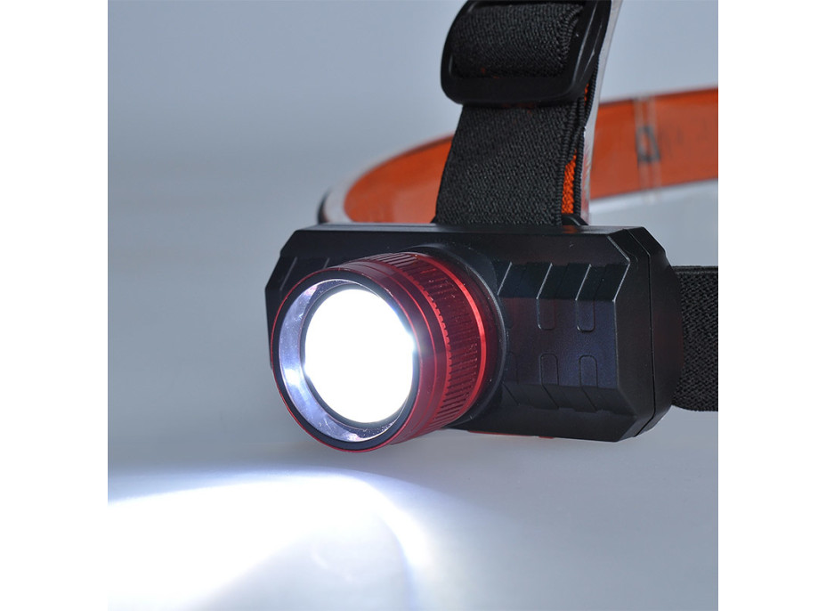 Solight LED čelové nabíjacie svietidlo, 3W, 150lm, zoom, Li-Ion