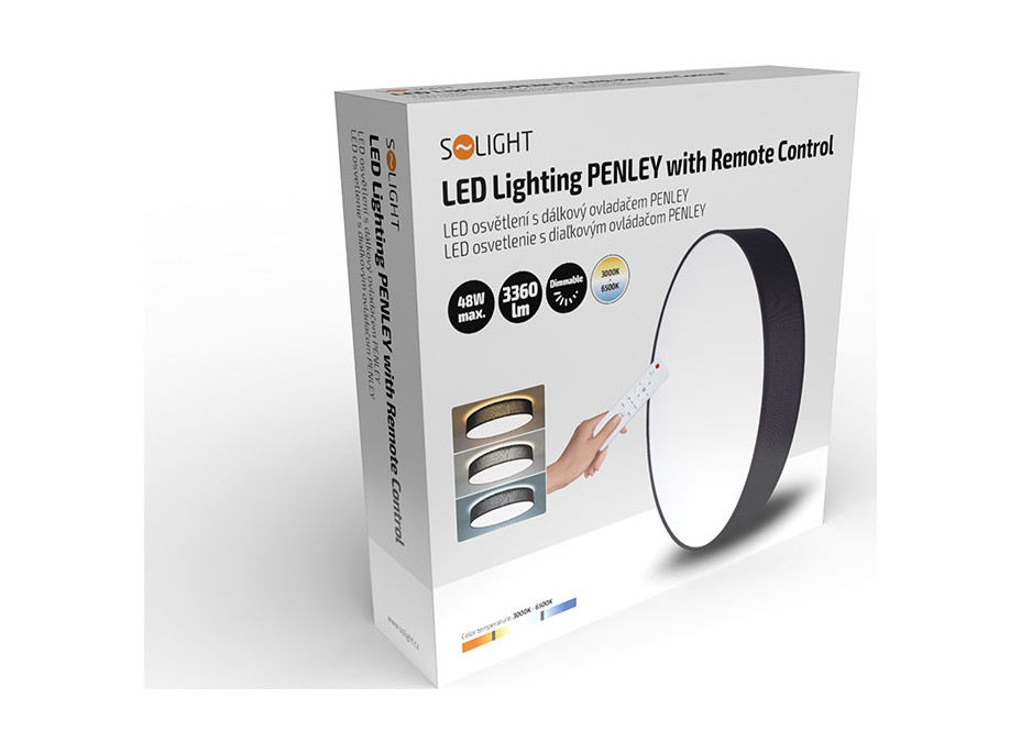 Solight LED osvetlenie s diaľkovým ovládačom Penley, 48W, 3360lm, 40cm, zmena chromatickosti, stmievateľné