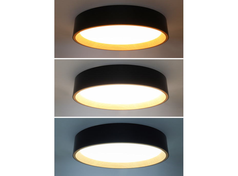 Solight LED osvetlenie s diaľkovým ovládačom Larios Black, 48W, 3360lm, 39cm, zmena chromatickosti, stmievateľné