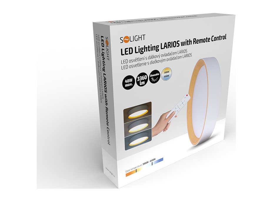 Solight LED osvetlenie s diaľkovým ovládačom Larios White, 48W, 3360lm, 39cm, zmena chromatickosti, stmievateľné