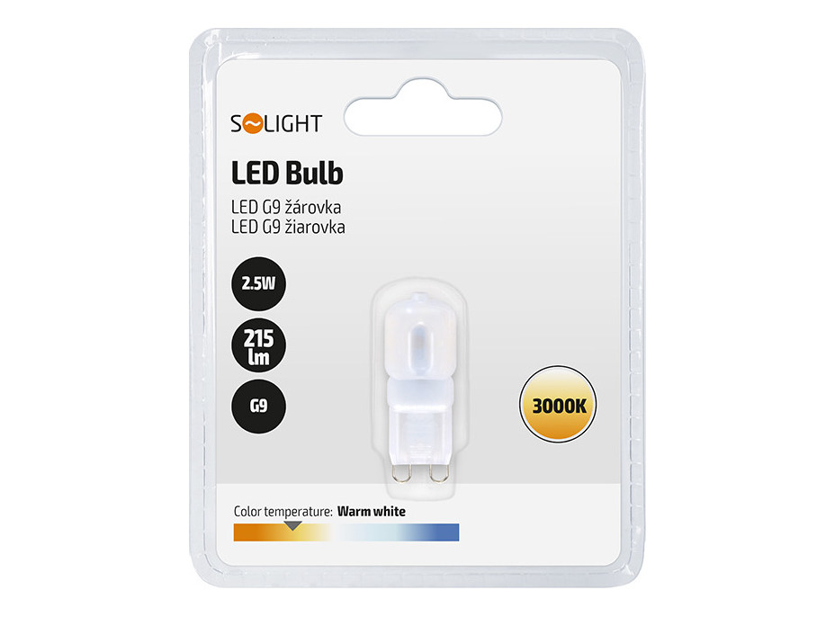 Solight LED žiarovka G9, 2,5 W, 3000K, 215lm