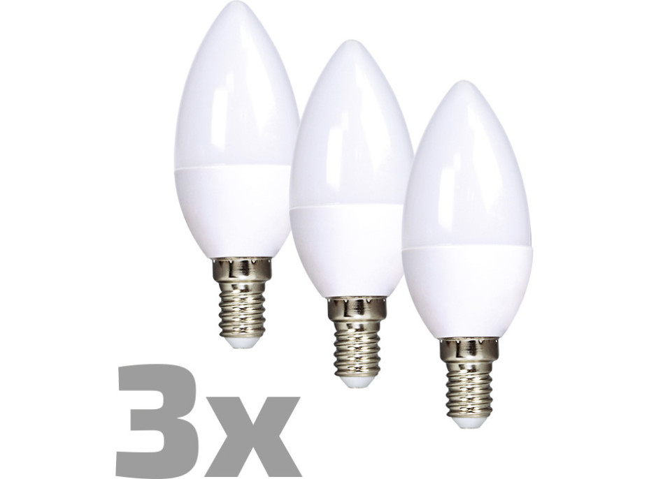 ECOLUX LED žiarovka Ecolux 3-pack, sviečka, 6W, E14, 3000K, 450lm, 3ks