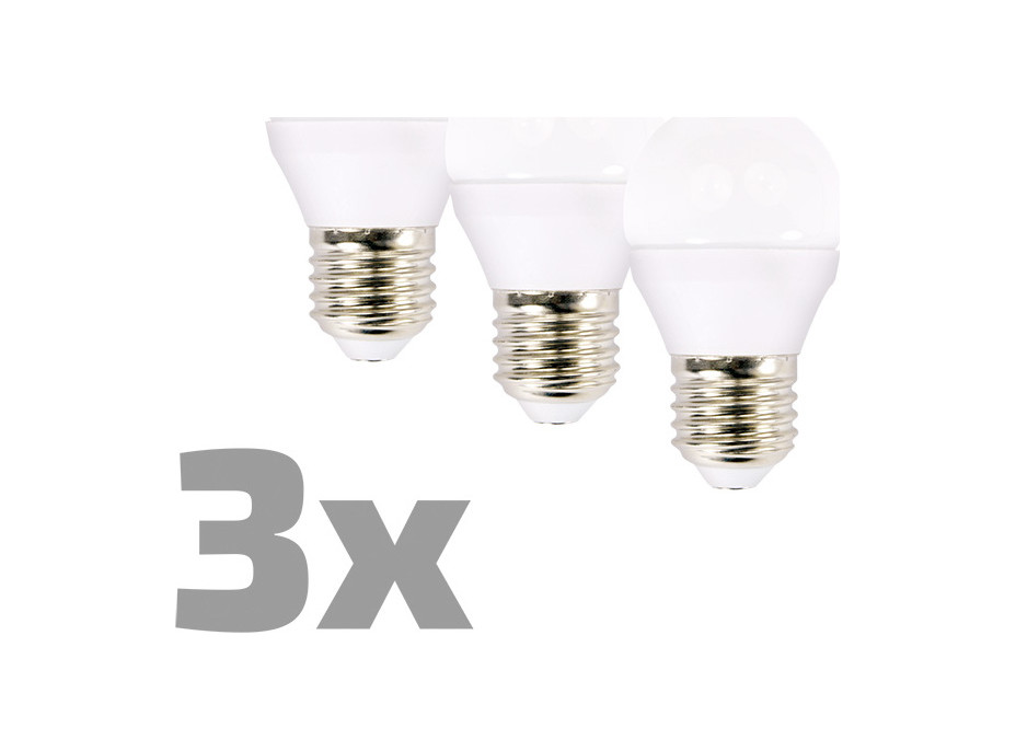 ECOLUX LED žiarovka Ecolux 3-pack, miniglobe, 6W, E27, 3000K, 450lm, 3ks